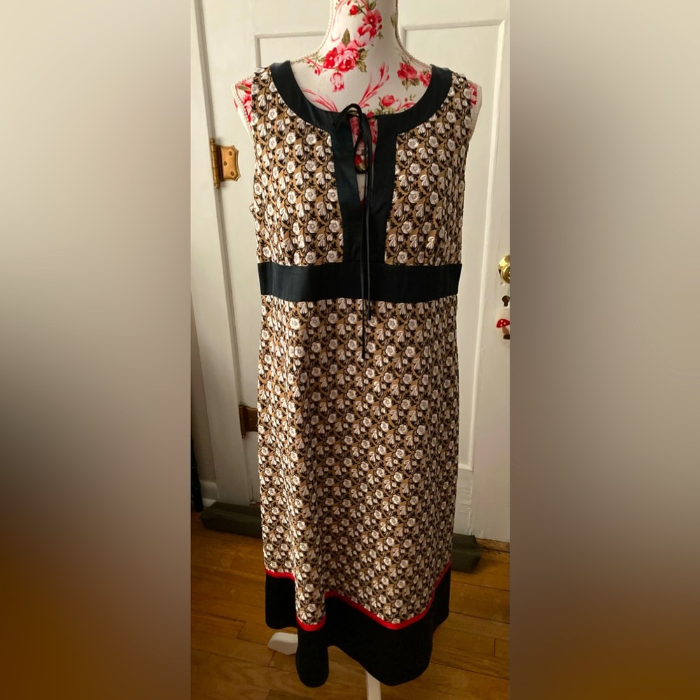Tocca Silk and Brocade Sleeveless Dress